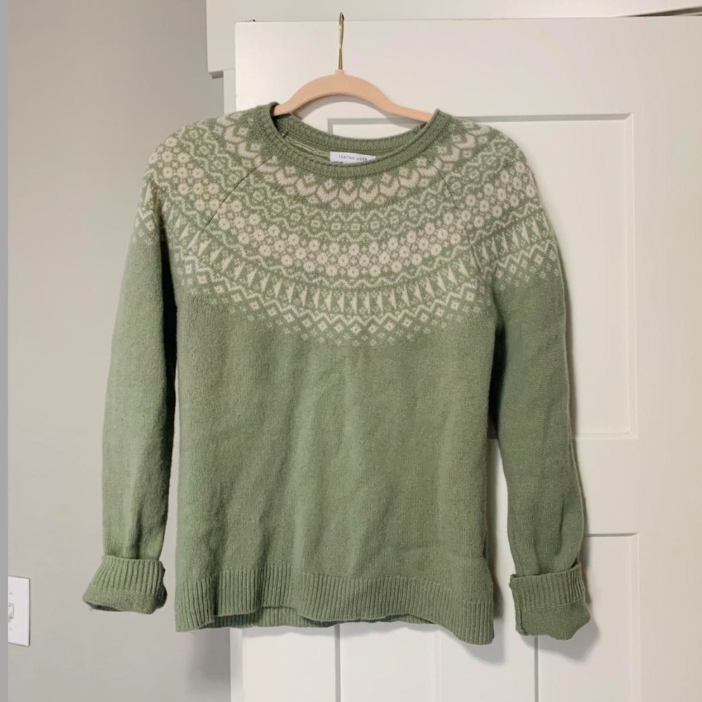 SOLD Baby Green Lambswool Fair Isle Sweater